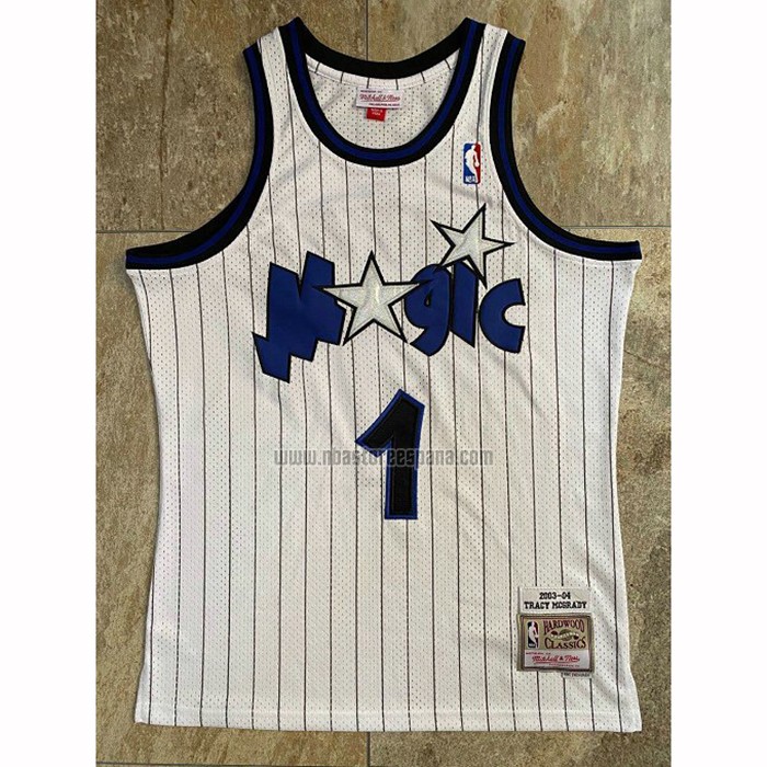 Camiseta Orlando Magic Tracy McGrady NO 1 Hardwood Classics Throwback Blanco